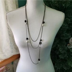 🍍Multi strand black chain necklace